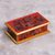Reverse painted glass decorative box, 'Garden At Sunset' - Reverse Painted Glass Decorative Box in Red from Peru thumbail