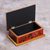 Reverse painted glass decorative box, 'Garden At Sunset' - Reverse Painted Glass Decorative Box in Red from Peru (image 2b) thumbail