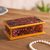 Reverse-painted glass decorative box, 'Blooming Beauty' - Reverse-Painted Glass Decorative Box in Burgundy from Peru thumbail