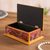 Reverse-painted glass decorative box, 'Blooming Beauty' - Reverse-Painted Glass Decorative Box in Burgundy from Peru (image 2b) thumbail