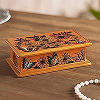 Reverse painted glass decorative box,