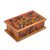 Reverse painted glass decorative box, 'Sunflower Party' - Reverse Painted Glass Decorative Box in Orange from Peru (image 2a) thumbail