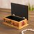 Reverse painted glass decorative box, 'Sunflower Party' - Reverse Painted Glass Decorative Box in Orange from Peru (image 2b) thumbail
