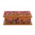 Reverse painted glass decorative box, 'Sunflower Party' - Reverse Painted Glass Decorative Box in Orange from Peru (image 2d) thumbail