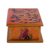 Reverse painted glass decorative box, 'Sunflower Party' - Reverse Painted Glass Decorative Box in Orange from Peru (image 2e) thumbail