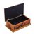 Reverse painted glass decorative box, 'Sunflower Party' - Reverse Painted Glass Decorative Box in Orange from Peru (image 2f) thumbail