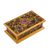 Reverse-painted glass decorative box, 'Gold Celebration' - Wood and Glass Reverse-Painted Floral Mini Chest (image 2a) thumbail