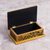 Reverse-painted glass decorative box, 'Gold Celebration' - Wood and Glass Reverse-Painted Floral Mini Chest (image 2b) thumbail