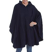Alpaca blend hooded cape,