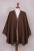Alpaca blend ruana, 'Cozy Holiday in Chestnut' - Brown Alpaca Blend Ruana from Peru (image 2d) thumbail