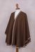 Alpaca blend ruana, 'Cozy Holiday in Chestnut' - Brown Alpaca Blend Ruana from Peru (image 2e) thumbail