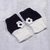 Alpaca blend fingerless mitts, 'Enchanted Light' - Alpaca Blend Black and White Crochet Flower Fingerless Mitts (image 2b) thumbail
