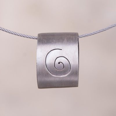 Sterling silver pendant necklace, 'Hypnotic Gaze' - Spiral Motif Sterling Silver Pendant Necklace from Peru