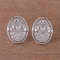 Sterling silver button earrings,
