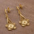 Gold plated sterling silver filigree dangle earrings, 'Queen of the Golden Flowers' - Floral Gold Plated Silver Filigree Earrings from Peru thumbail