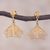Gold plated sterling silver filigree dangle earrings, 'Golden Butterfly Wings' - Gold Plated Sterling Silver Filigree Earrings from Peru thumbail