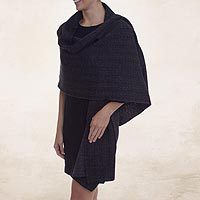 Alpaca blend reversible shawl,