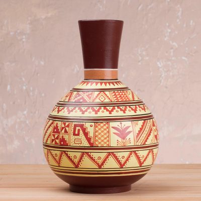 Ceramic decorative vase, Russet Pyramids