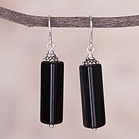 Obsidian dangle earrings,