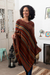 Knit poncho, 'Highland Rivers' - Red and Multi-Color Striped Acrylic Knit Poncho (image 2) thumbail