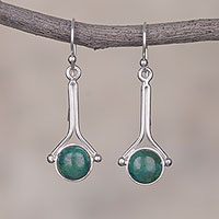 Chrysocolla dangle earrings, 'Killa Moon' - Chrysocolla and Sterling Silver Earrings from Peru