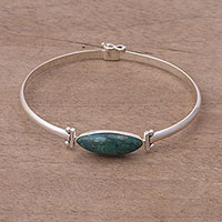Chrysocolla pendant bracelet, 'Eternal Gaze' - Chrysocolla and Sterling Silver Pendant Bracelet from Peru
