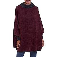 100% baby alpaca poncho with sleeves,