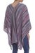 100% Alpaca knit ruana, 'Spun Candy' - Striped Multi-Color Pink and Grey 100% Alpaca Ruana (image 2c) thumbail