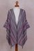 100% Alpaca knit ruana, 'Spun Candy' - Striped Multi-Color Pink and Grey 100% Alpaca Ruana (image 2d) thumbail