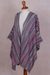100% Alpaca knit ruana, 'Spun Candy' - Striped Multi-Color Pink and Grey 100% Alpaca Ruana (image 2e) thumbail