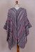 100% Alpaca knit ruana, 'Spun Candy' - Striped Multi-Color Pink and Grey 100% Alpaca Ruana (image 2f) thumbail