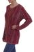 100% Alpaca knit sweater jacket, 'Andean Fire' - Multi-Color and Red Striped 100% Alpaca Knit Sweater Jacket (image 2b) thumbail