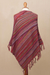 100% Alpaca poncho, 'Swirling Fire' - Multi-Color Striped 100% Alpaca Wool Knit Fringed Poncho (image 2g) thumbail