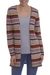 100% alpaca cardigan, 'Pattern Cornucopia' - Multi-Color Patterned Striped 100% Alpaca Knit Cardigan (image 2a) thumbail