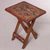 Wood and leather folding accent table, 'Royal Birds' - Handcrafted Wood and Leather Folding Table from Peru thumbail