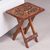 Wood and leather folding accent table, 'Royal Birds' - Handcrafted Wood and Leather Folding Table from Peru (image 2b) thumbail