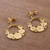 Gold plated sterling silver filigree dangle earrings, 'Golden Dreamy Crescents' - Gold Plated Silver Filigree Crescent Earrings from Peru (image 2b) thumbail