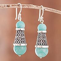 Amazonite filigree dangle earrings,