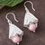 Rhodonite filigree dangle earrings, 'Pink Bells' - Rhodonite and Silver Filigree Dangle Earrings from Peru (image 2b) thumbail