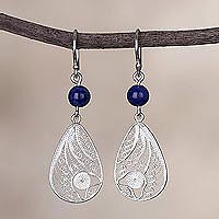 Sodalite filigree dangle earrings,