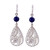 Sodalite filigree dangle earrings, 'Windy Elegance' - Sodalite and Silver Filigree Dangle Earrings from Peru (image 2a) thumbail