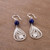 Sodalite filigree dangle earrings, 'Windy Elegance' - Sodalite and Silver Filigree Dangle Earrings from Peru (image 2b) thumbail