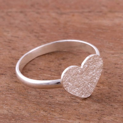Heart-Shaped Sterling Silver Cocktail Ring from Peru