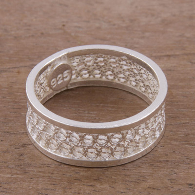 Handcrafted Sterling Silver Filigree Band Ring from Peru
