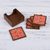 Reverse-painted glass coasters, 'Orange Bouquet' (set of 6) - Floral Reverse-Painted Glass Coasters (Set of 6) from Peru (image 2b) thumbail