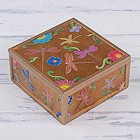 Reverse-painted glass decorative box,