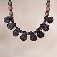 Ceramic beaded pendant necklace,