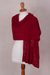 100% baby alpaca shawl, 'Lady in Red' - Peruvian 100% Baby Alpaca Knit Shawl in Crimson Red (image 2e) thumbail