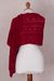 100% baby alpaca shawl, 'Lady in Red' - Peruvian 100% Baby Alpaca Knit Shawl in Crimson Red (image 2f) thumbail