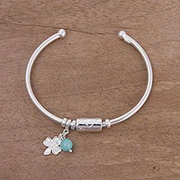 Amazonite charm cuff bracelet,